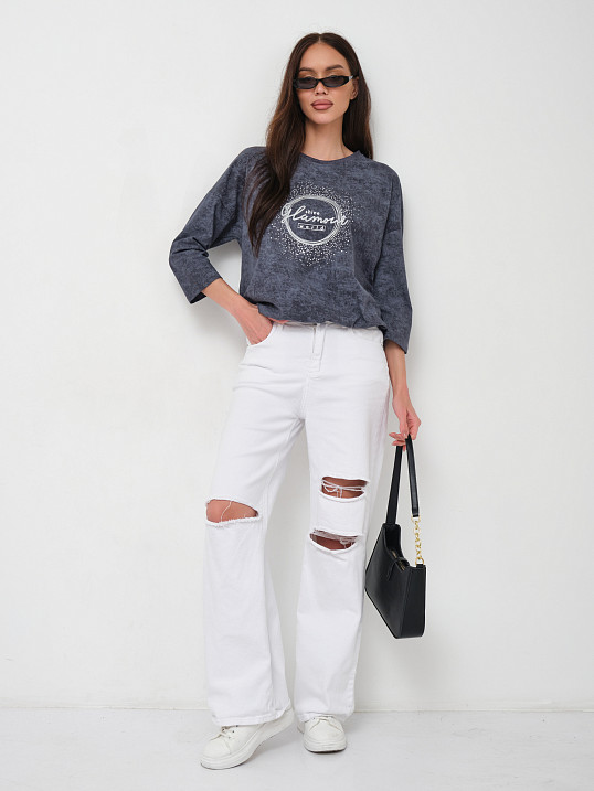 Лонгслив жен. Гламур варенка т.серый