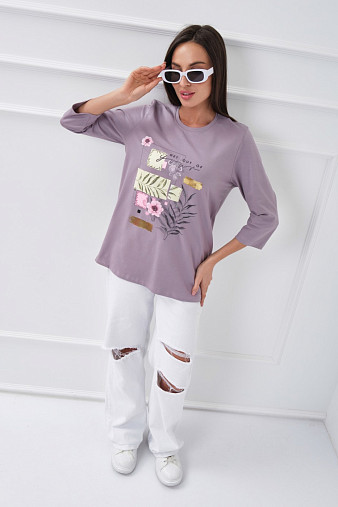 Лонгслив Элис рукав 3/4 светло-лиловый