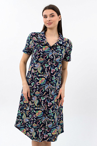 Халат Анна синий/узор