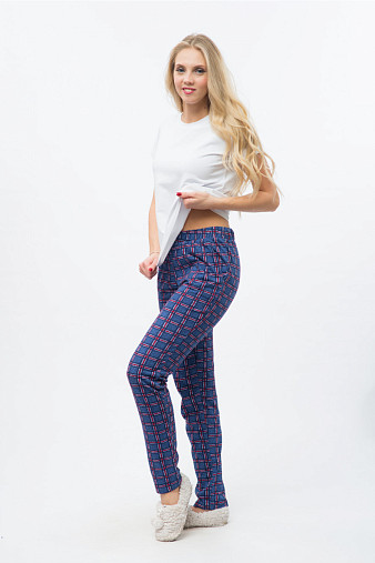 Брюки Силуэт индиго/клетка