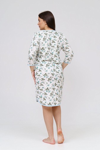 Ночная сорочка Камелия набивная белый/бирюза