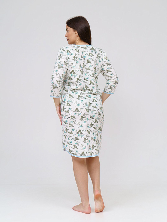 Ночная сорочка Камелия набивная белый/бирюза