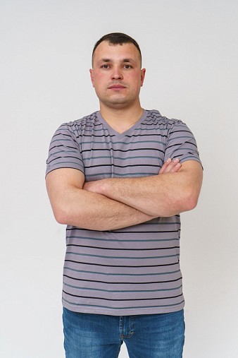Футболка мужская полоса арт.М5002 серый мыс