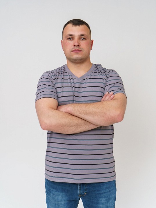 Футболка мужская полоса арт.М5002 серый мыс