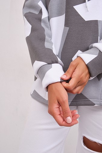 Толстовка жен. Геометрия 3-х нитка начес серый