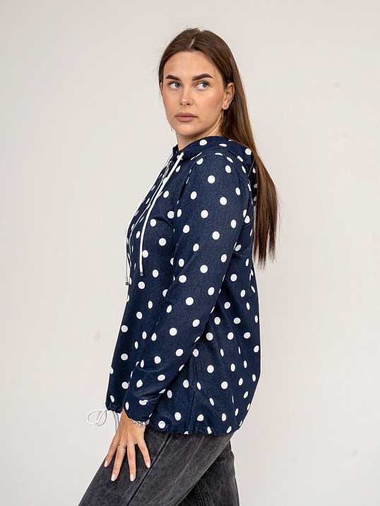 Толстовка женская Мираж футер т.синий/горох