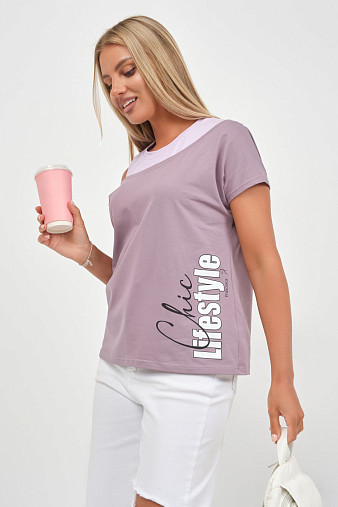 Футболка женская Чика корица/лаванда