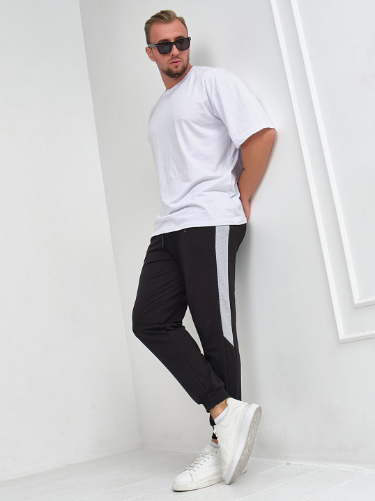 Брюки мужские лампас чёрный