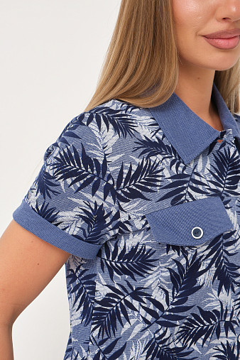 Рубашка Акцент джинс/папоротник