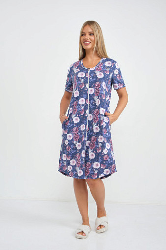 Халат Лотос набивка джинс/цветы