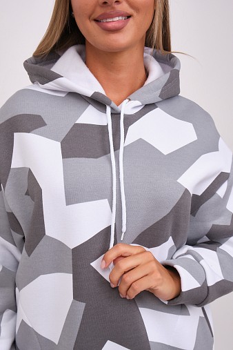 Толстовка жен. Геометрия 3-х нитка начес серый