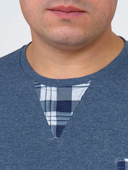 Пижама мужская Олимп дл.рукав св.серый/клетка