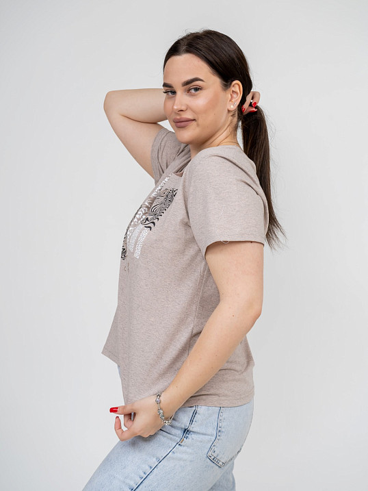 Футболка женская Сафари-1 бежевый/меланж