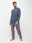 Пижама мужская Олимп дл.рукав бордо/клетка