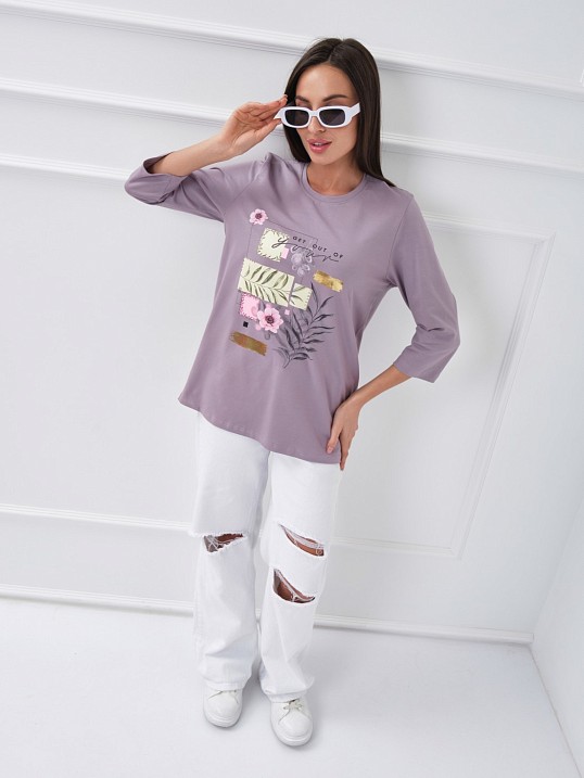 Лонгслив Элис рукав 3/4 светло-лиловый