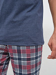 Пижама мужская Олимп кор.рукав бордо/клетка
