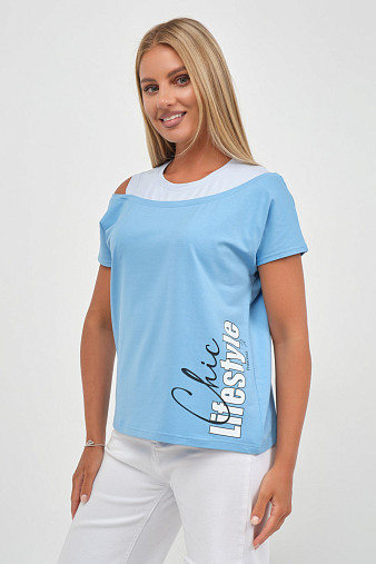 Футболка женская Чика голубой/св.голубой
