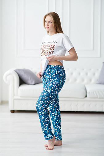 Брюки Силуэт бирюза/ноты