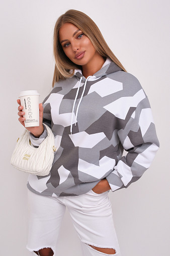 Толстовка жен. Геометрия 3-х нитка начес серый