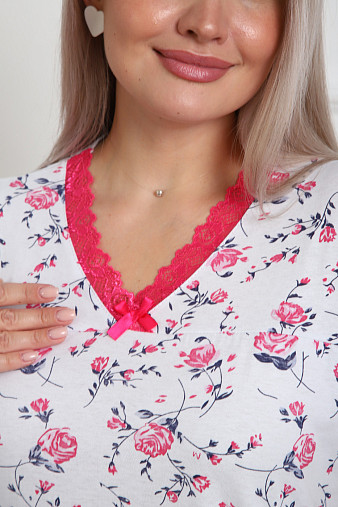 Ночная сорочка Астра крыло розовый/бутон