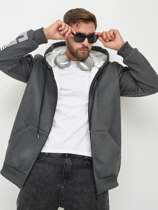 Толстовка муж. Дэнди 3-х нитка начес т.серый