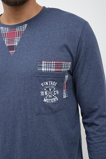 Пижама мужская Олимп дл.рукав бордо/клетка