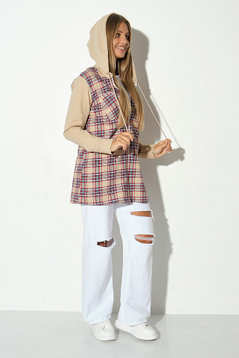 Рубашка жен. Гармония бежевый/клетка