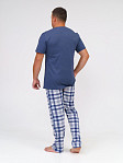 Пижама мужская Олимп кор.рукав св.серый/клетка