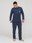 Пижама мужская Олимп дл.рукав индиго/клетка