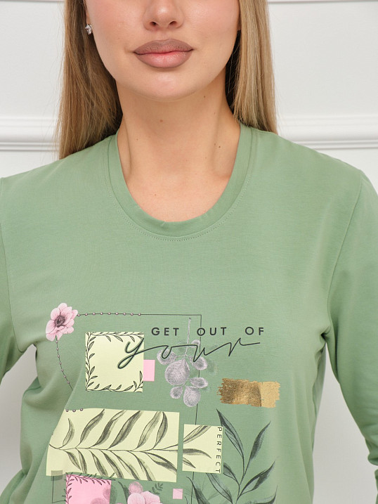 Лонгслив Элис рукав 3/4 фисташка