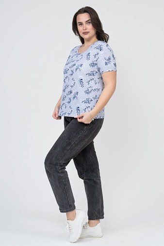 Футболка женская Незабудка серый/цветы