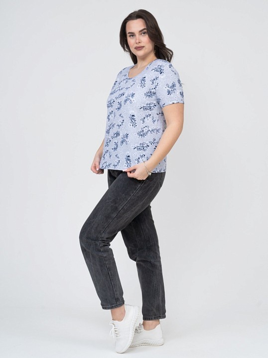 Футболка женская Незабудка серый/цветы