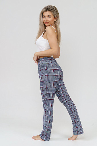 Брюки Силуэт бордо/клетка