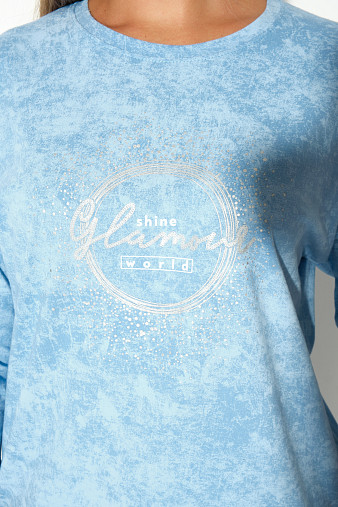 Лонгслив жен. Гламур варенка голубой