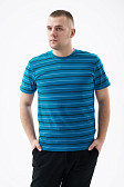 Футболка мужская полоса арт.М5001 бирюзовый круг.ворот