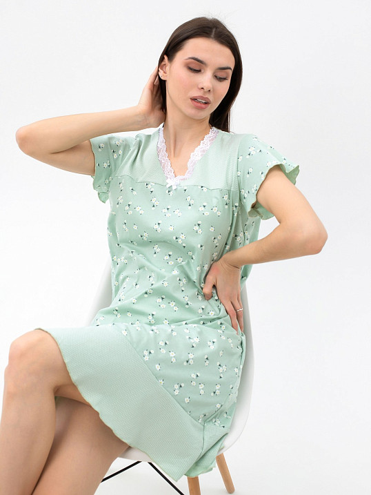 Ночная сорочка Астра крыло фисташка/цветы