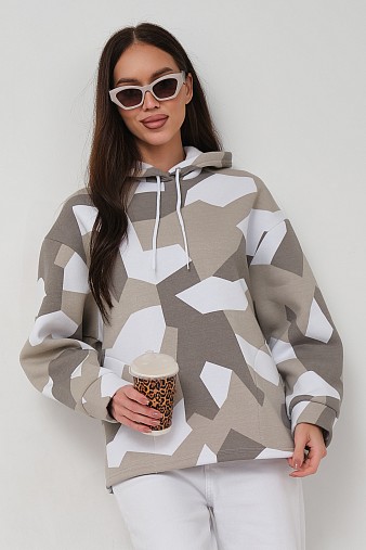 Толстовка жен. Геометрия 3-х нитка начес олива