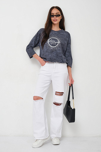 Лонгслив жен. Гламур варенка т.серый