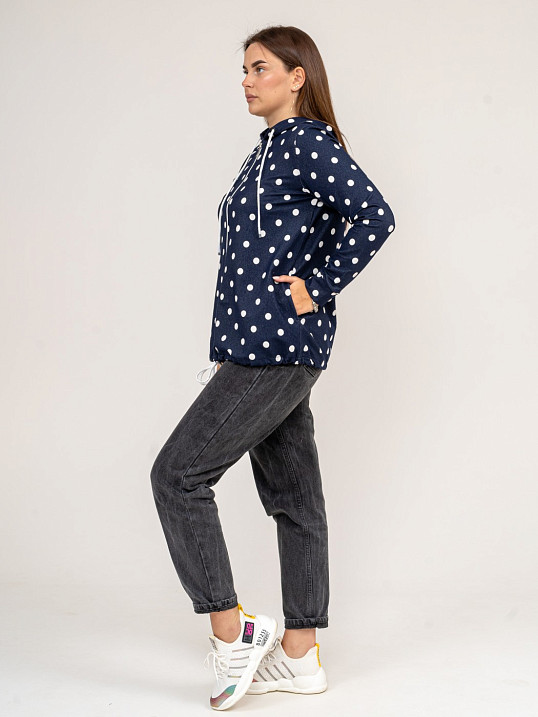 Толстовка женская Мираж футер т.синий/горох