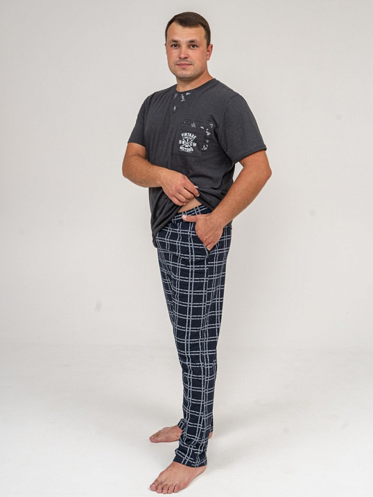 Брюки мужские Легион т-синий/клетка