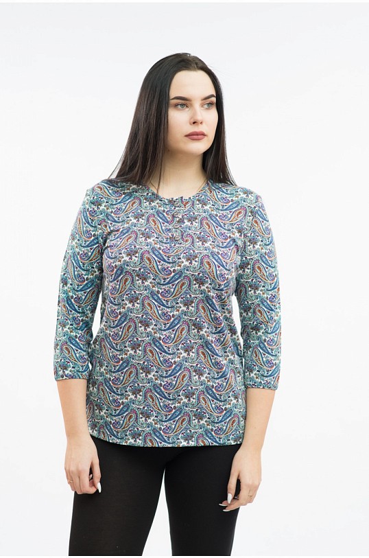 Джемпер Планка рукав 3/4 синий/огурцы Джемпер Планка рукав 3/4 синий/огурцы