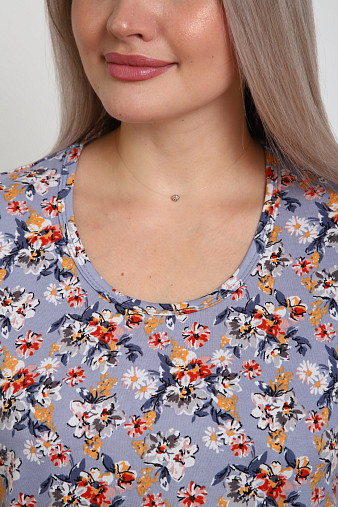 Футболка женская Незабудка серый/цветы