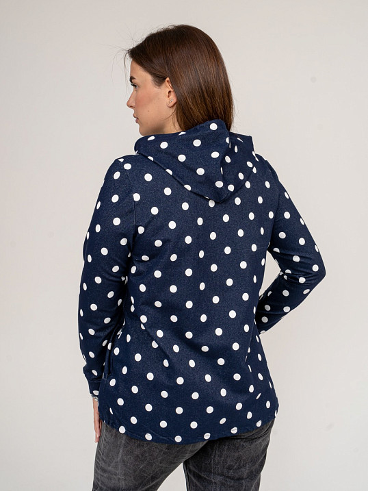 Толстовка женская Мираж футер т.синий/горох