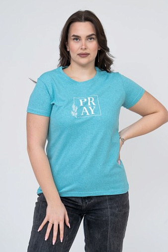 Футболка женская Ника лазурь/меланж