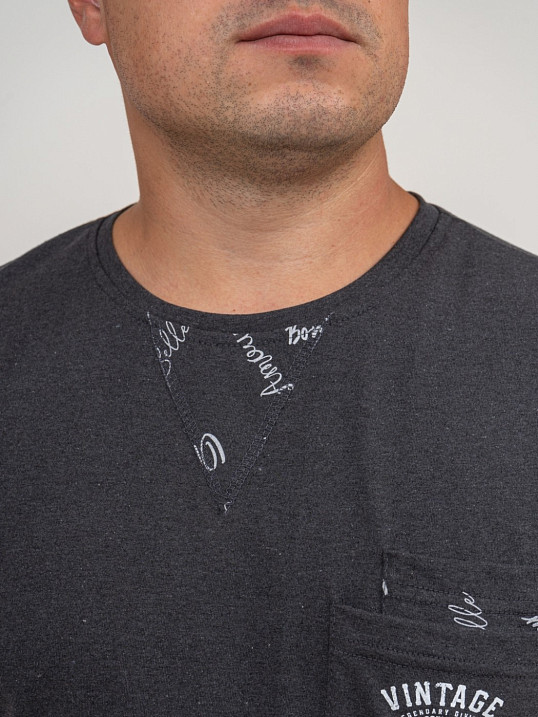 Пижама мужская Олимп кор.рукав антрацит/буквы