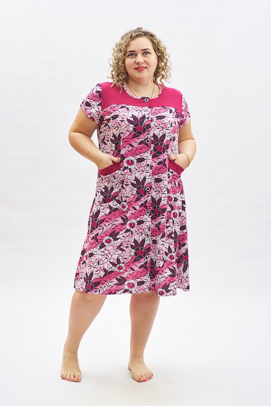 Халат Дыхание лета брусника/цветы Халат Дыхание лета брусника/цветы