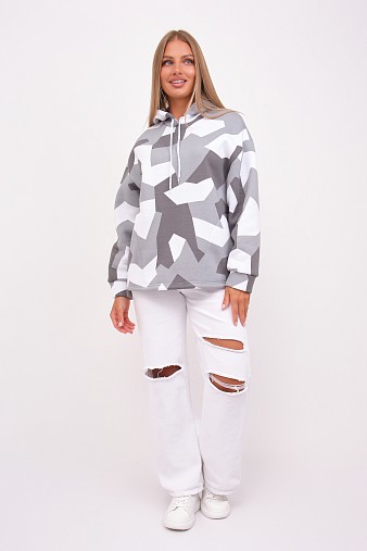 Толстовка жен. Геометрия 3-х нитка начес серый