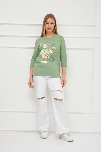 Лонгслив Элис рукав 3/4 фисташка