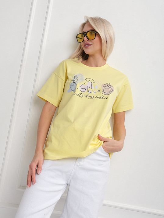 Футболка женская Смайл лимон