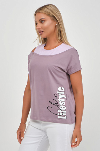 Футболка женская Чика корица/лаванда
